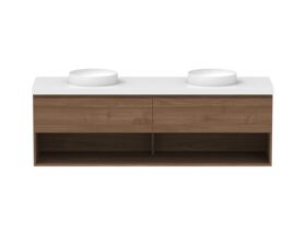 Hero - Posh Domaine 1800mm Wall Hung Vanity Unit All-Drawer Open Shelf Double Bowl 50mm Top