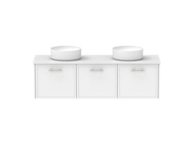 Supporting Image - Kado Lux All Door 1500mm Wall Hung Vanity Double Basin 20mm - White Shaker Front