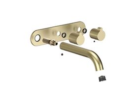 Hero - Faucet Strommen Vara Fin Wall Basin / Bath Hostess Tap System Right Hand 150mm Trimset Brushed Admiralty Brass (6 Star) Lead Free
