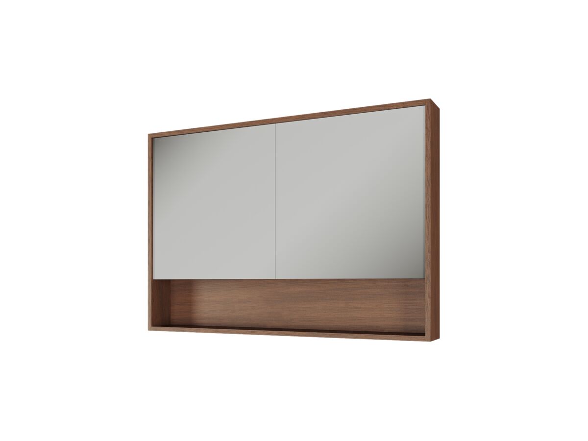 Supporting Image - Kado Aspect 1200mm Mirror Cabinet Two Doors with Shelf - Florentine Walnut Side