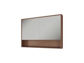 Supporting Image - Kado Aspect 1200mm Mirror Cabinet Two Doors with Shelf - Florentine Walnut Side