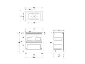 Posh Domaine & Domaine Plus All-Drawer Twin 750mm Floor Mounted Vanity Unit Ceramic Top Centre Basin