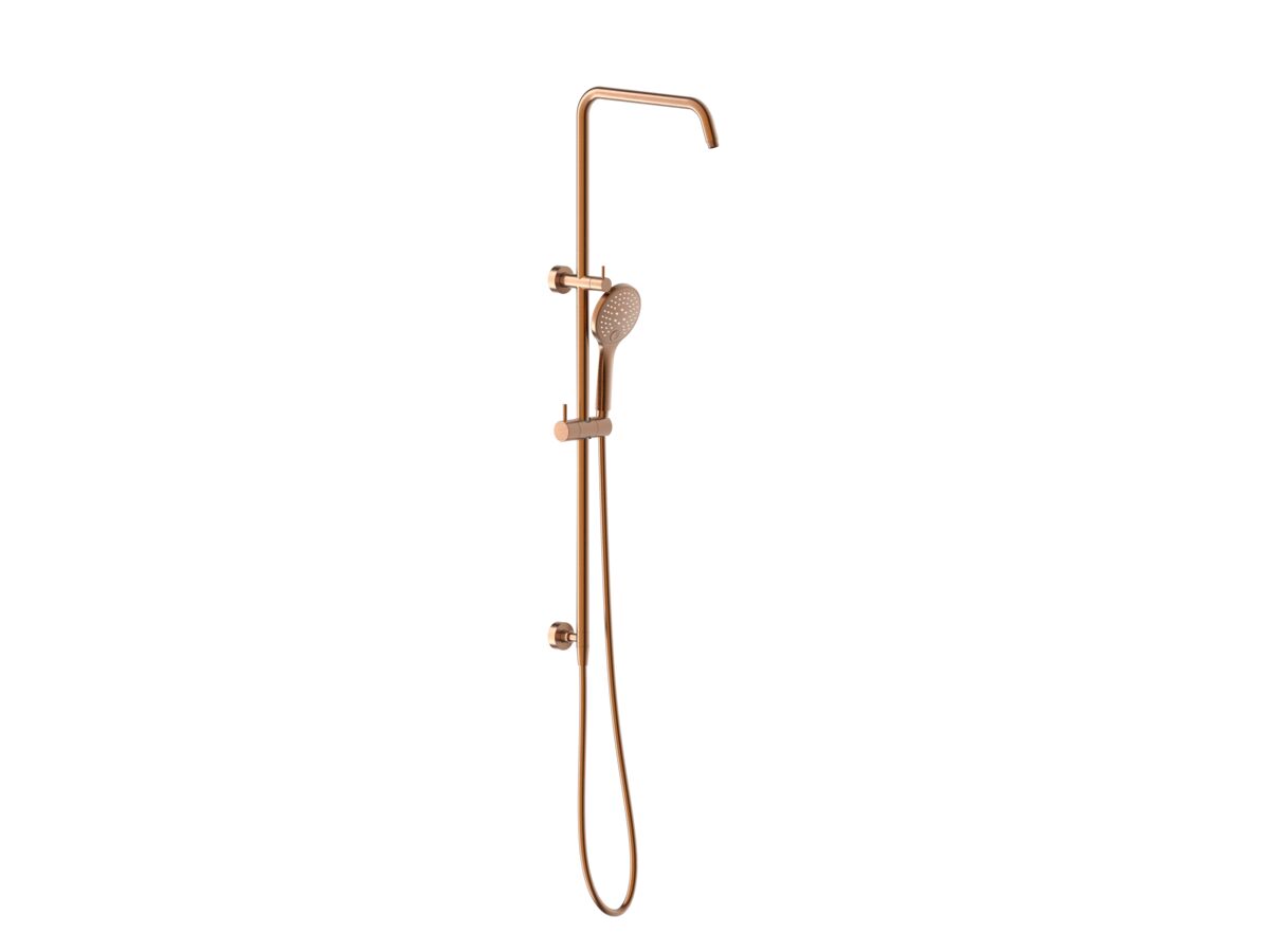 Hero - Mizu Drift Twin Rail Shower and 120mm Handshower Only with Top Rail Water Inlet Brushed Bronze (3 Star)