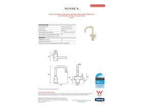 Specification Sheet - Sussex Scala Basin / Sink Mixer Tap Small Square Spout Right Hand LUX PVD Brushed Platinum Gold (4 Star)