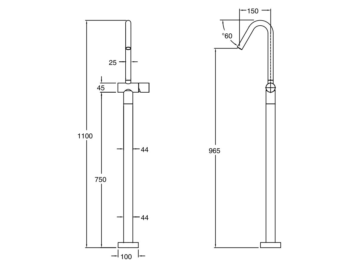 Sussex Pure Floor Mounted Bath Mixer Tap