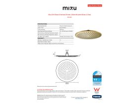 Specification Sheet - Mizu Drift Brass Overhead Shower 300mm Brushed Brass (3 Star)