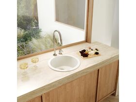 Memo Freya Round Sink No Taphole Granite White
