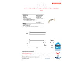 Specification Sheet - Sussex Scala 25mm Wall Outlet Curved 250mm LUX PVD Brushed Platinum Gold (6 Star)