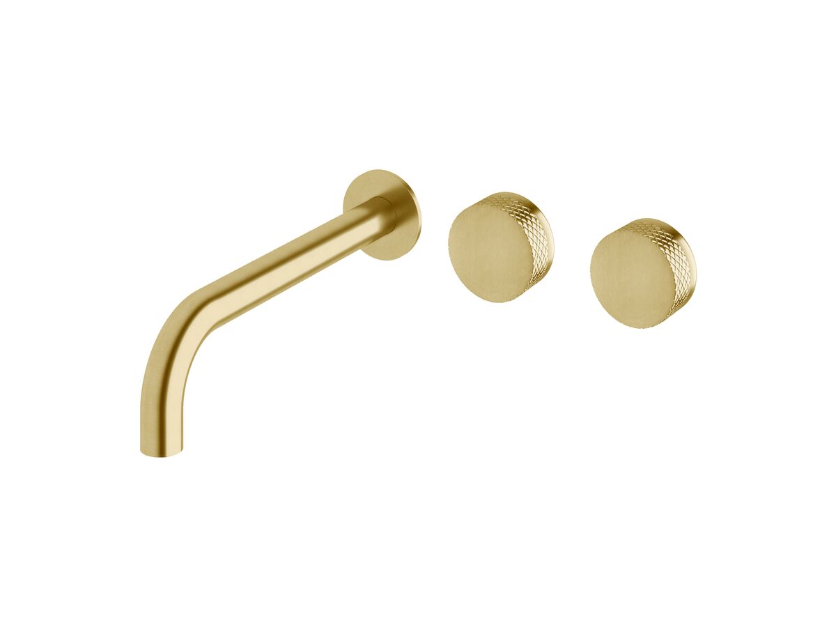 Sussex Pure Wall Bath Hostess System 250mm Right Hand with Diamond Textured Handles PVD Brushed Gold