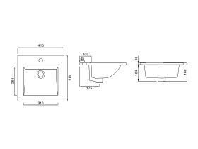 Kado Lux Vanity Basin 1 Taphole 415mm White