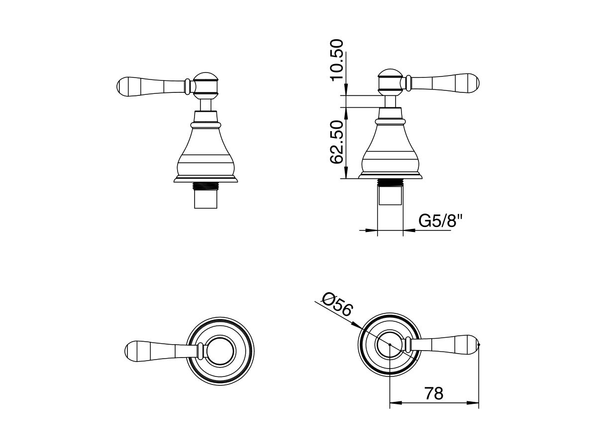 Milli Voir Wall Top Assemblies Lever Handle