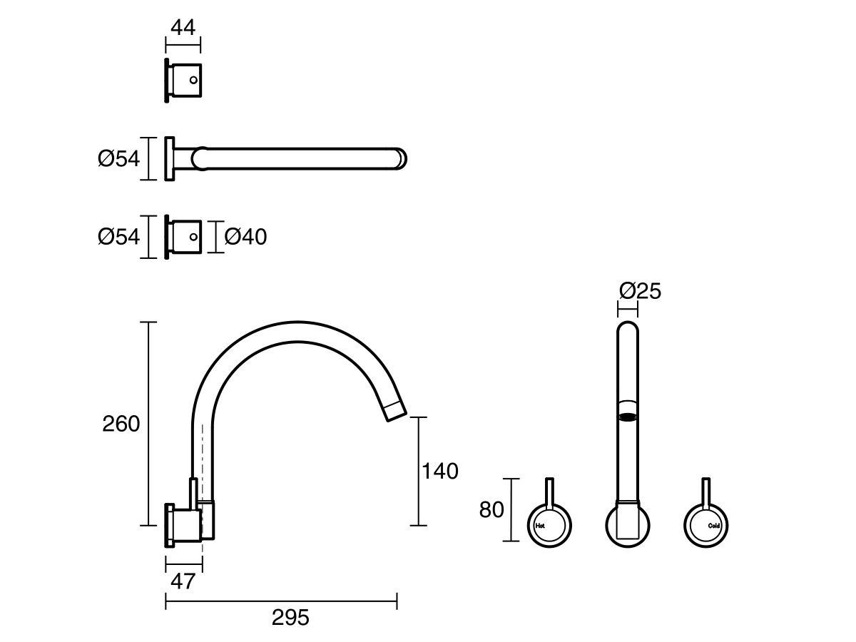 Sussex Scala Wall Spa Set Curved