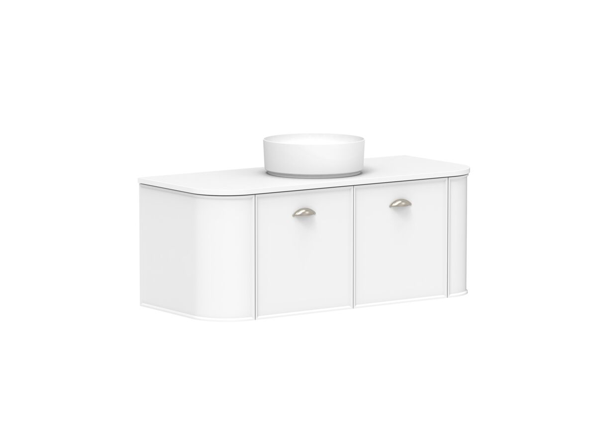 Supporting Image 2 - Kado Era Double Curve All Door 1200mm Wall Hung Vanity with Centre Basin 20mm Top Matte White