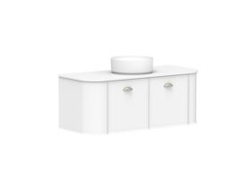 Supporting Image 2 - Kado Era Double Curve All Door 1200mm Wall Hung Vanity with Centre Basin 20mm Top Matte White