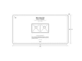 Cut Out Template - Memo Hugo Double Bowl Sink No Taphole Stainless Steel