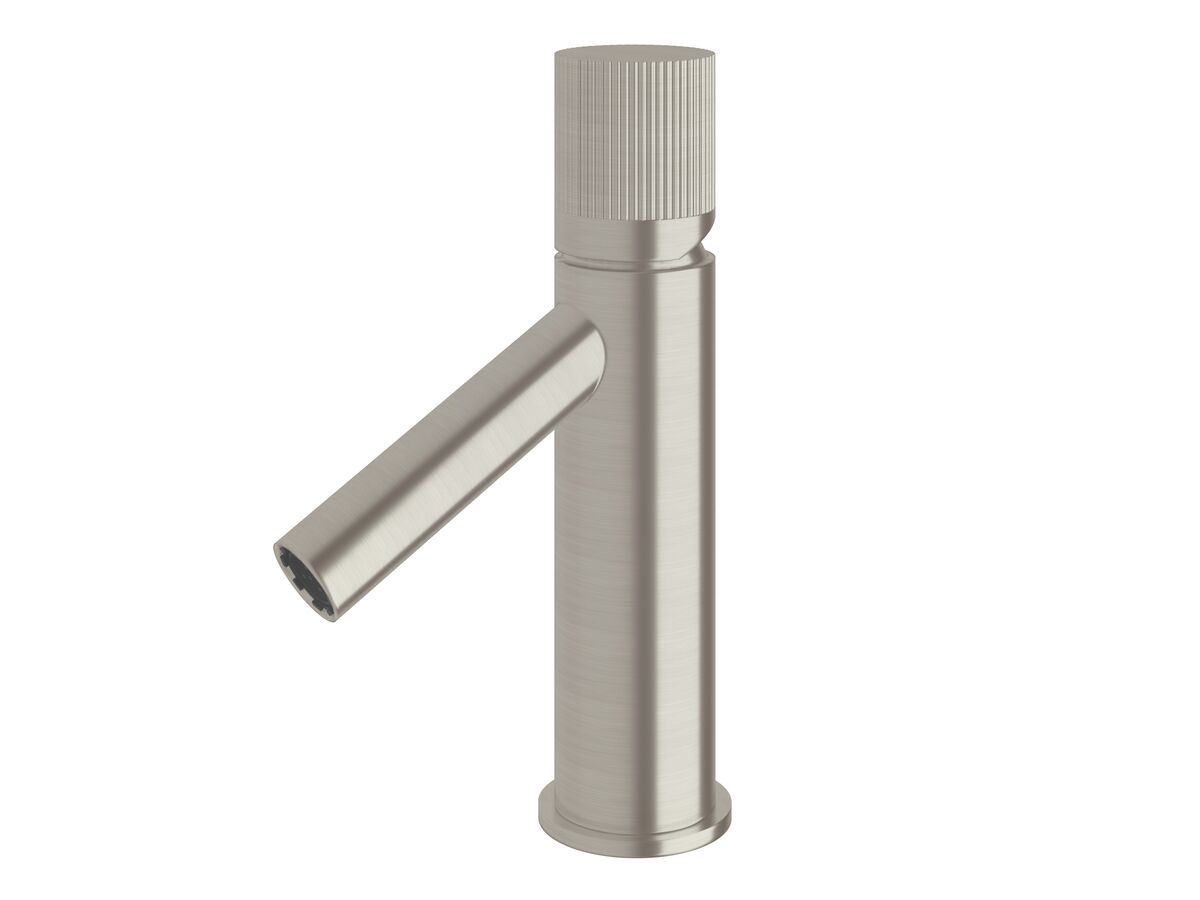 Sussex Pure Basin Mixer Tap with Linear Textured Handle PVD Brushed Nickel (6 Star)