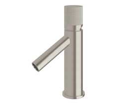 Sussex Pure Basin Mixer Tap with Linear Textured Handle PVD Brushed Nickel (6 Star)