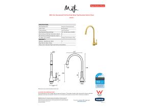Specification Sheet - Milli Voir Gooseneck Pull-Out Sink Mixer Tap Brushed Gold (4 Star)