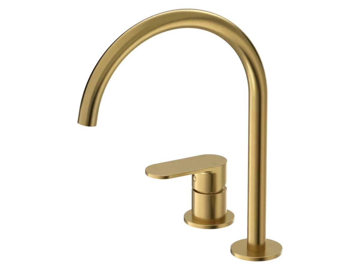 Hero - Mizu Soothe MK2 Medium Height Hob Mixer Set Brushed Brass (6 Star) Lead Free