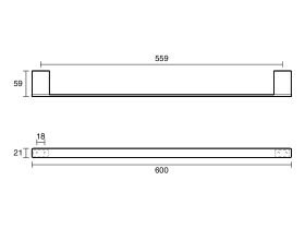 Technical Drawing - Mizu Bloc Single Towel Rail 600mm