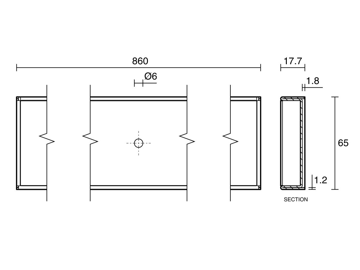 Posh Solus Tile Over Shower Tray 860mm Tile Insert Channel Only Suits Tiles 9mm and up