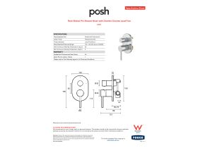 Specification Sheet - Posh Bristol Pin Shower Mixer with Diverter Chrome Lead Free