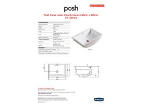 Specification Sheet - Posh Solus Under Counter Basin 530 x 365mm No Taphole White