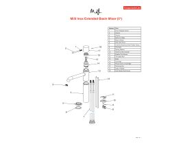 Component Listing - Milli Inox Extended Basin Mixer Tap Stainless Steel (5 Star)