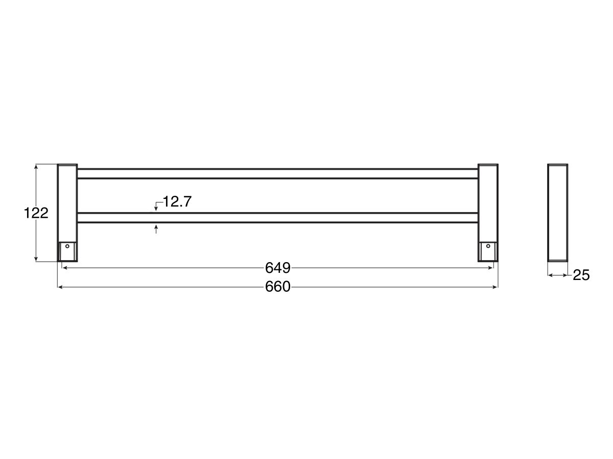 Mizu Bloc MK2 Double Towel Rail 660mm Chrome
