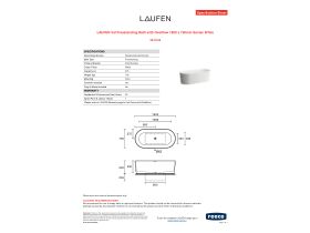 Specification Sheet - LAUFEN Val Freestanding Bath with Overflow 1600 x 750mm Sentec White