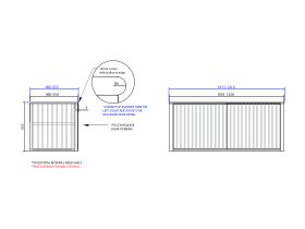 ISSY Custom Cloud I 1001-1200mm x 400-550mm x 510mm Wall Hung Vanity Unit 2 Touch Latch Doors (No Basin)