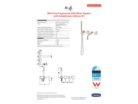 Specification Sheet - Milli Pure Progressive Bath Mixer System 250mm with Handshower Right Hand