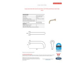 Specification Sheet - Sussex Scala 25mm Wall Outlet Curved 200mm LUX PVD Brushed Platinum Gold (6 Star)