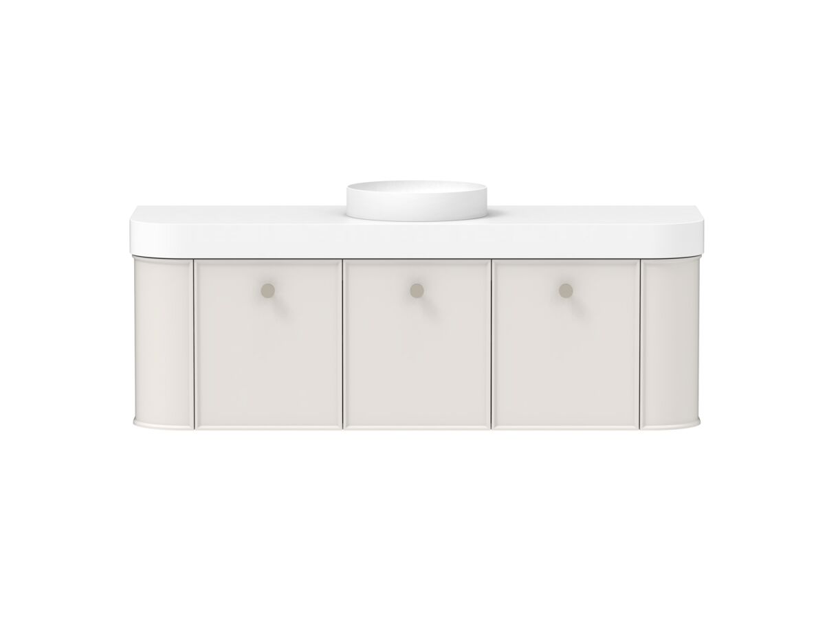 Supporting Image - Kado Era Double Curve All Door 1500mm Wall Hung Vanity Centre Basin 90mm Durasein Top Feather Grey