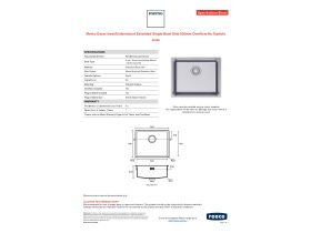 Specification Sheet - Memo Oscar Inset/Undermount Extended Single Bowl Sink 500mm Overflow No Taphole