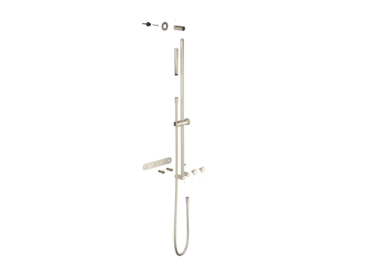 Hero - Faucet Strommen Vara Disc Wall Set with Single Rail Shower Tap System Trimset Brushed Nickel (3 Star) Lead Free