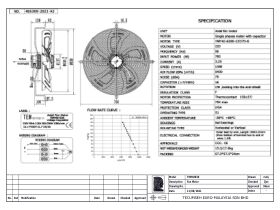 Specification Sheet - Tecumseh 630mm 1ph Fan Motor Assembly 7552536