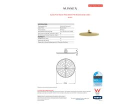 Specification Sheet - Sussex Pure Shower Head 250mm PVD Brushed Gold (3 Star)