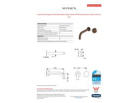 Specification Sheet - Sussex Pure Progressive Wall Basin Mixer System 200mm PVD Brushed Bronze (3 Star) Lead Free