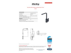 Specification Sheet - Mizu Bloc MK2 Sink Mixer Tap Matte Black (4 Star)