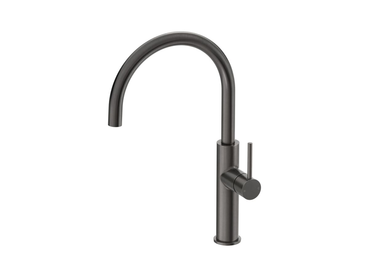 Mizu Drift Gooseneck Sink Mixer Curve Brushed Gunmetal (5 Star)