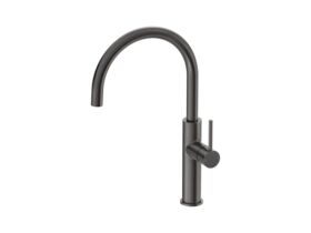 Mizu Drift Gooseneck Sink Mixer Curve Brushed Gunmetal (5 Star)