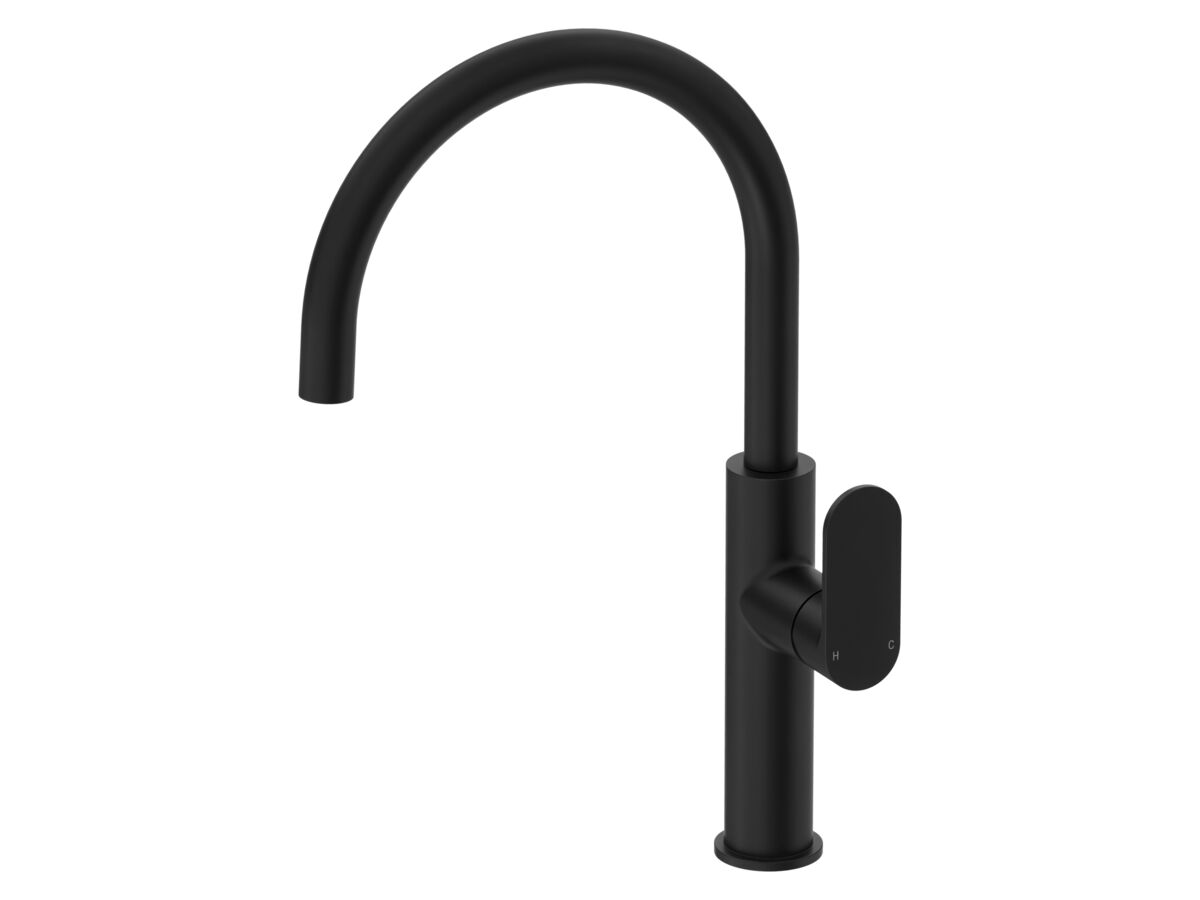 Hero - Mizu Soothe MK2 Gooseneck Sink Mixer Curved Matte Black (5 Star)