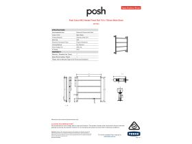 Specification Sheet - Posh Solus MK2 Heated Towel Rail 700 x 700mm Matte Black