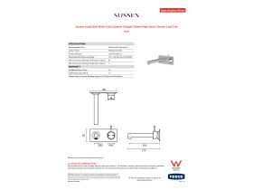 Specification Sheet - Sussex Scala Bath Mixer Outlet System Straight 200mm Right Hand Chrome Lead Free