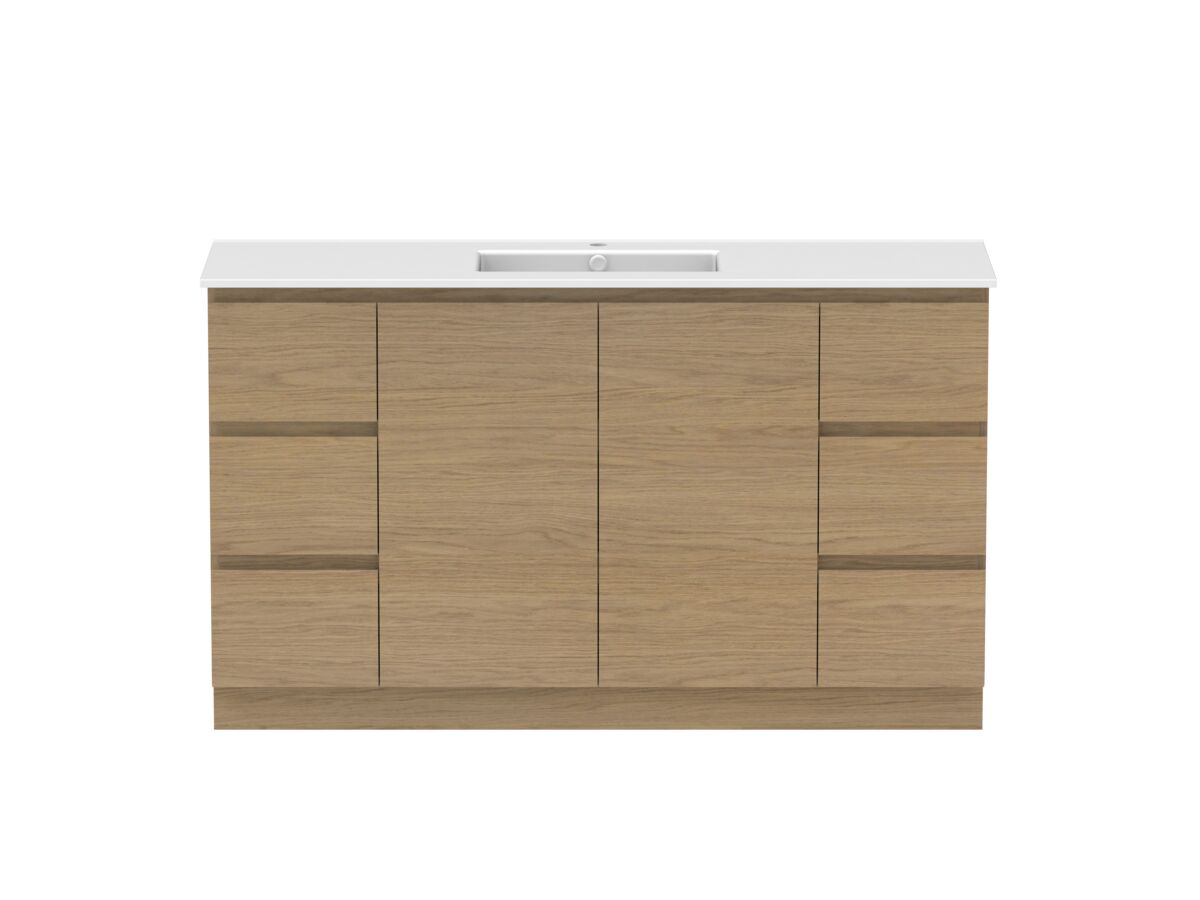 Hero - Posh Domaine 1500mm Floor Mount Vanity Unit Conventional Single Bowl Matte White Ceramic Top