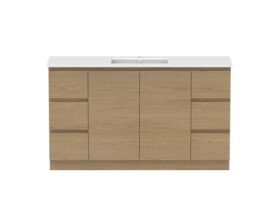 Hero - Posh Domaine 1500mm Floor Mount Vanity Unit Conventional Single Bowl Matte White Ceramic Top