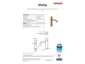 Specification Sheet - Mizu Drift Dial Basin Mixer Curved Spout Brushed Bronze (6 Star) Lead Free