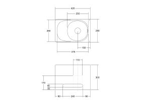 Kado Lussi 420mm Right Hand Wall Basin with Towel Rail and Overflow No Taphole Matte White Solid Surface
