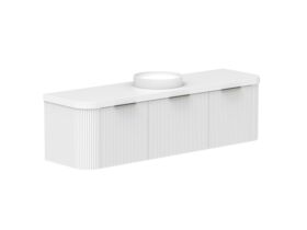 Supporting Image 2- Kado Neue Fluted Double Curve All Drawer 1800mm Wall Hung Vanity with Centre Basin Durasein 50mm Top Ultra White